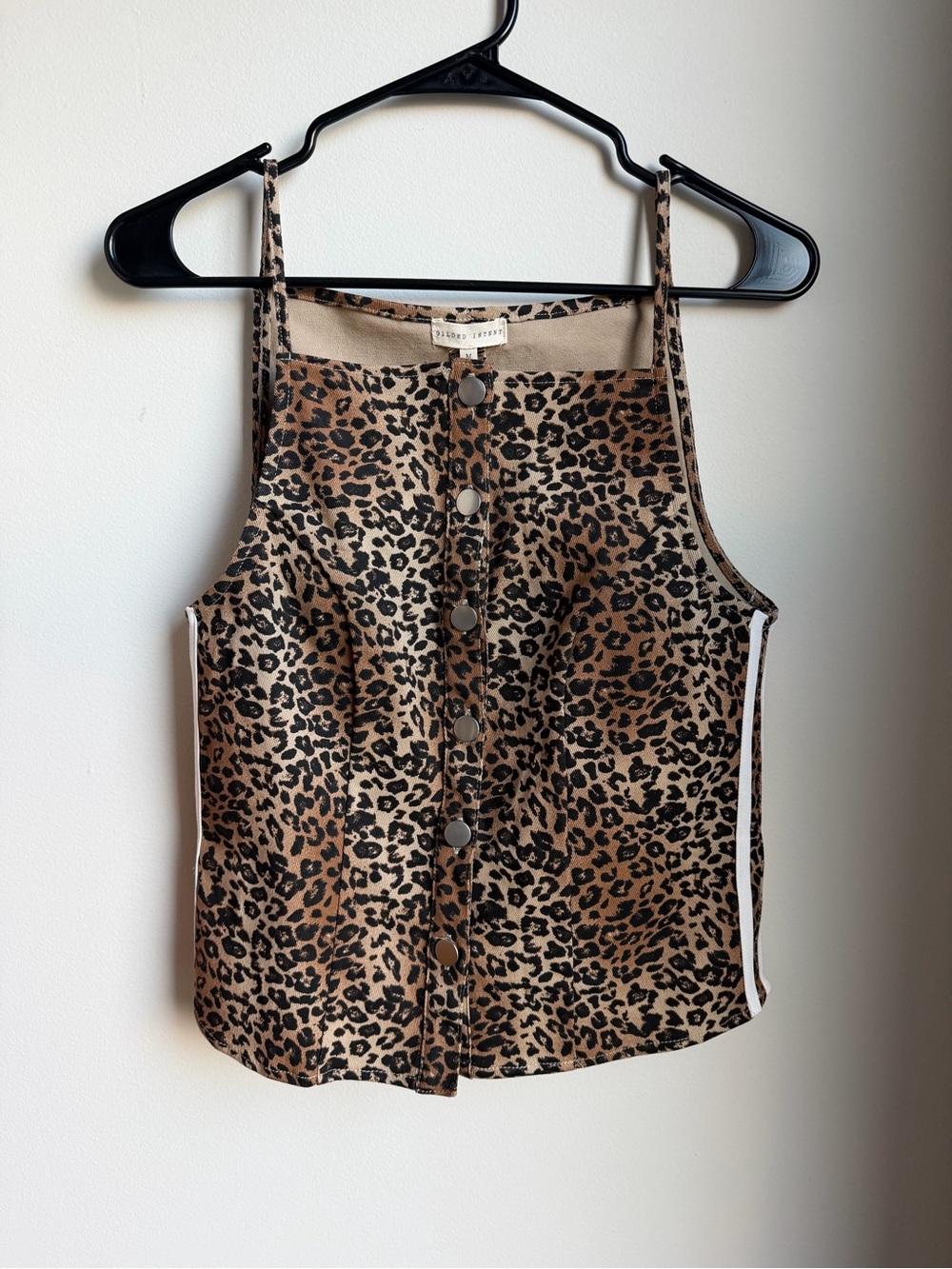 Gilded Intent Leopard-Print Denim Button Tank